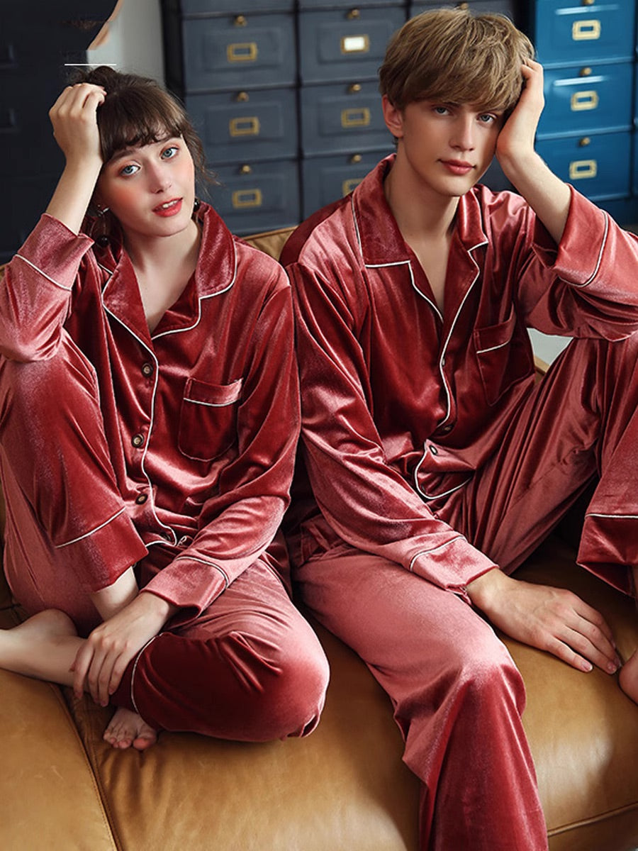 Soft velvet suede couple set
