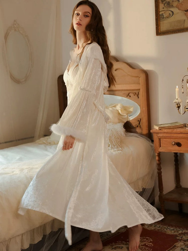 Velvet lace bridal set 