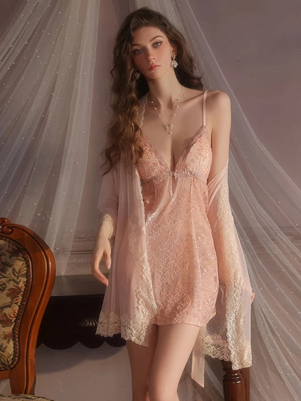 Suede velvet lace set 