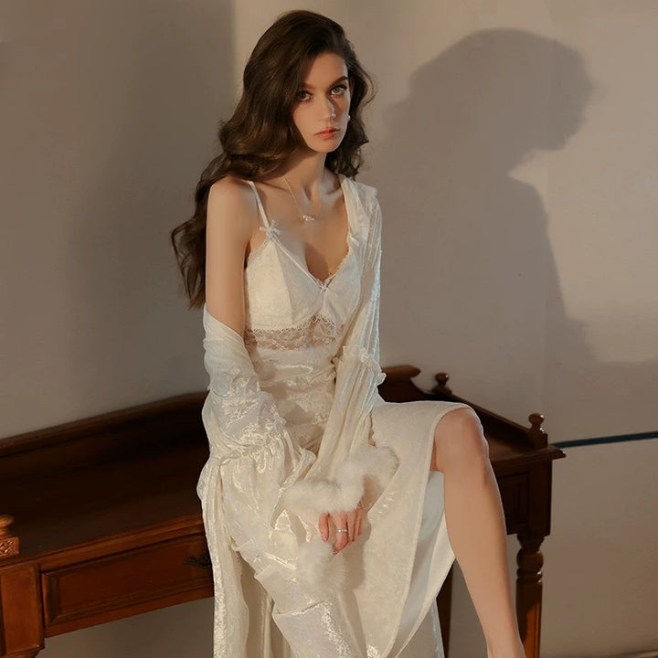 Velvet lace bridal set 