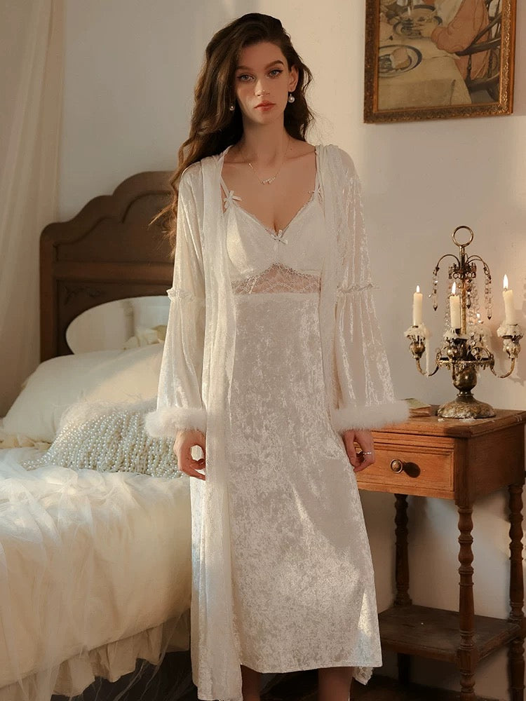 Velvet lace bridal set 