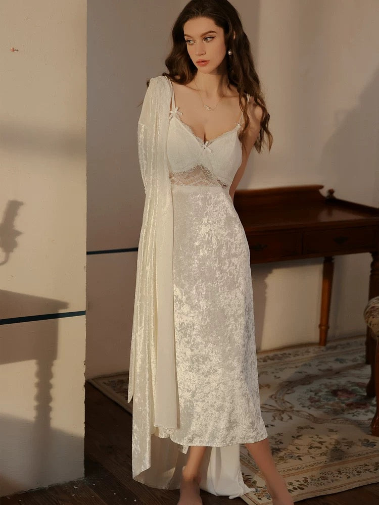 Velvet lace bridal set 